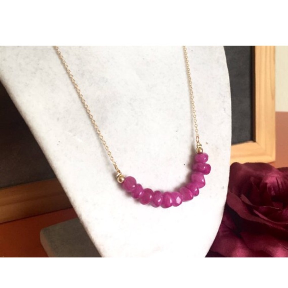 Ruby necklace lab created ruby boho